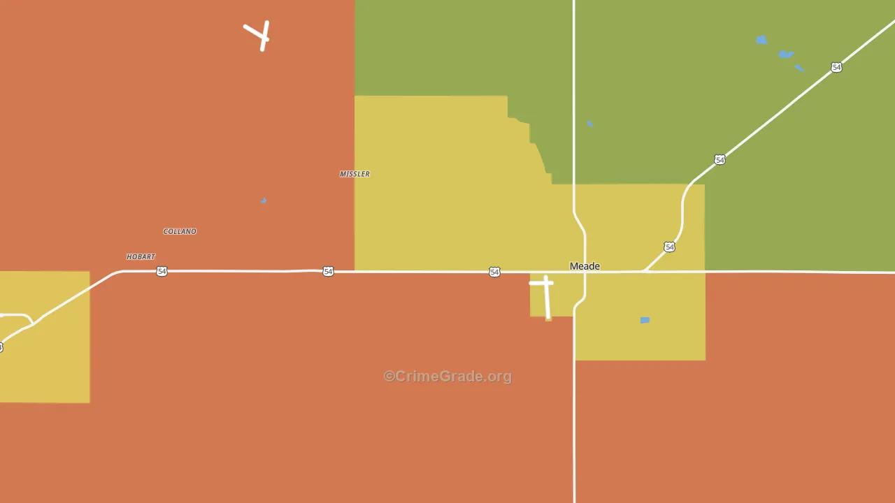 Meade County, KS Map of Burglary Rates