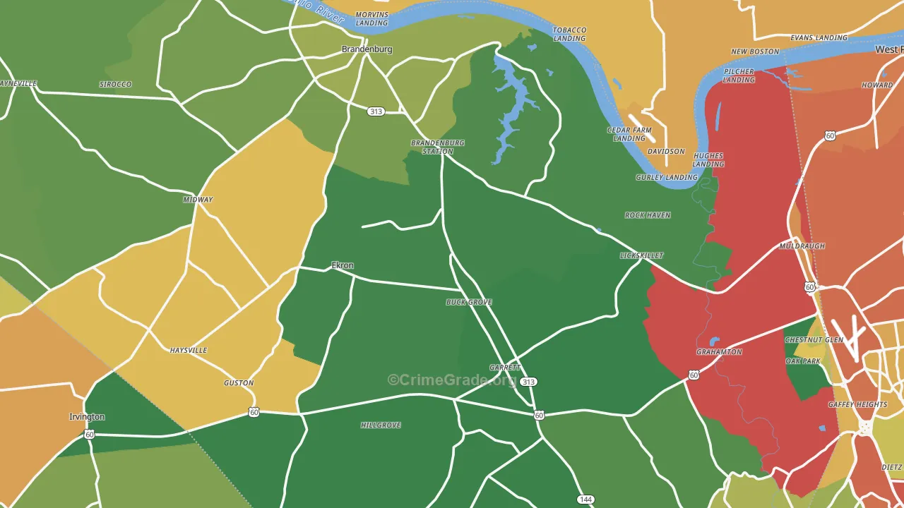 Meade County, KY Map of Burglary Rates