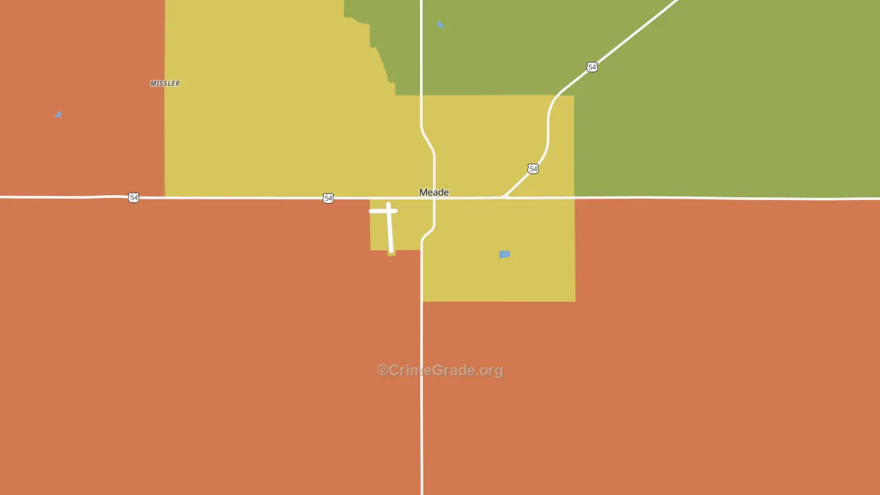 Meade, KS Map of Burglary Rates