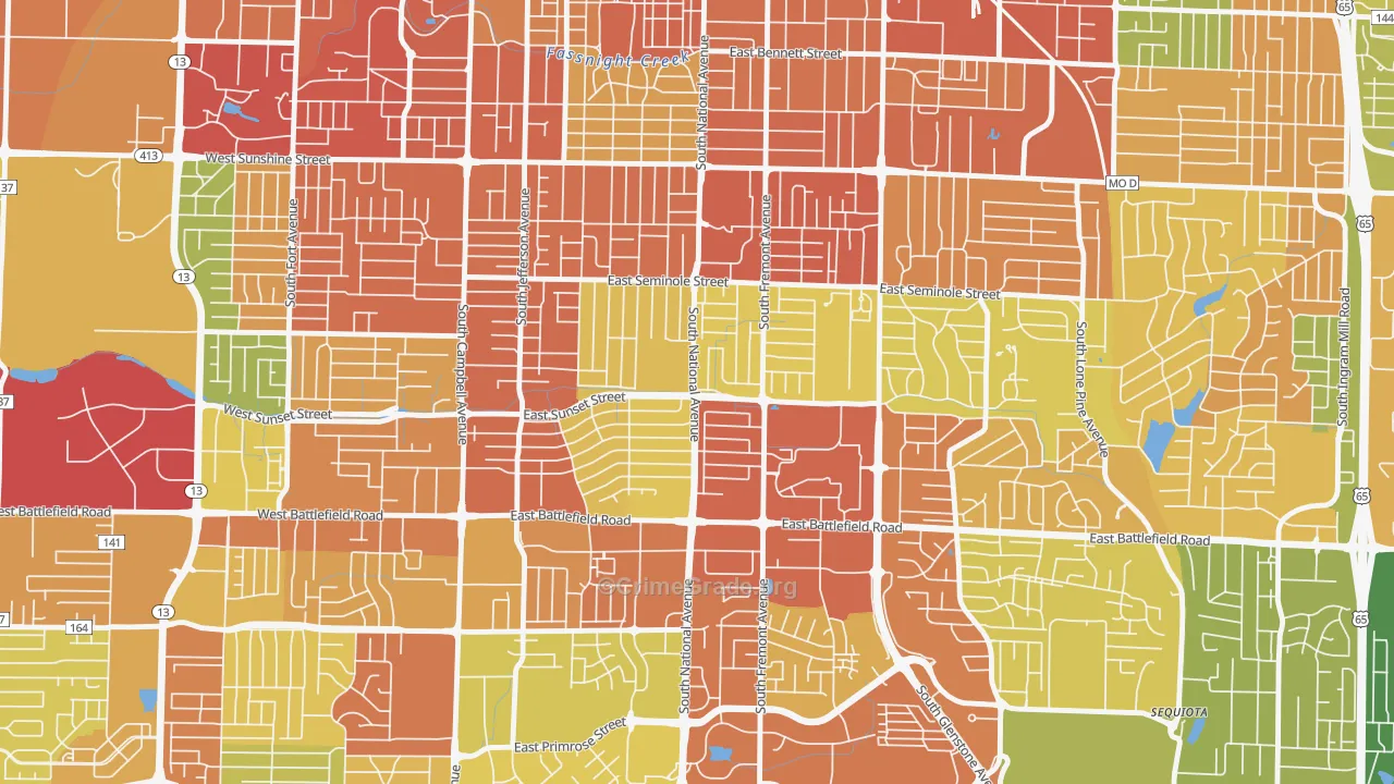 Meador Park, Springfield, MO Map of Burglary Rates