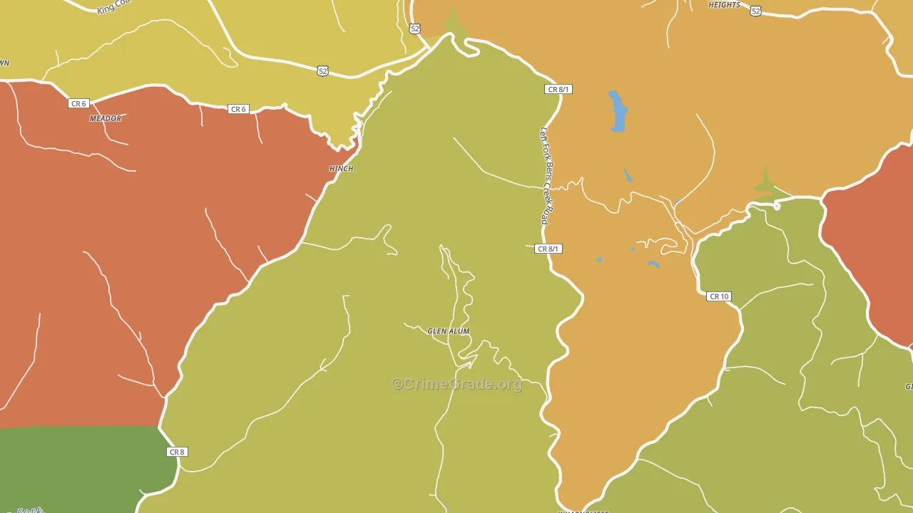 Meador, WV Map of Burglary Rates
