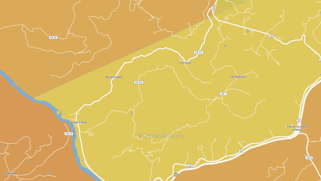 Meadow Creek, WV Map of Burglary Rates