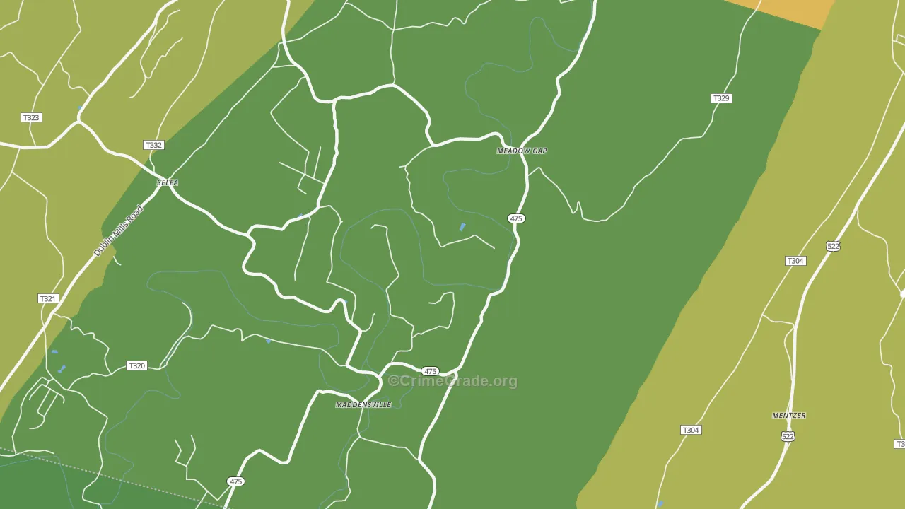 Meadow Gap, PA Map of Burglary Rates