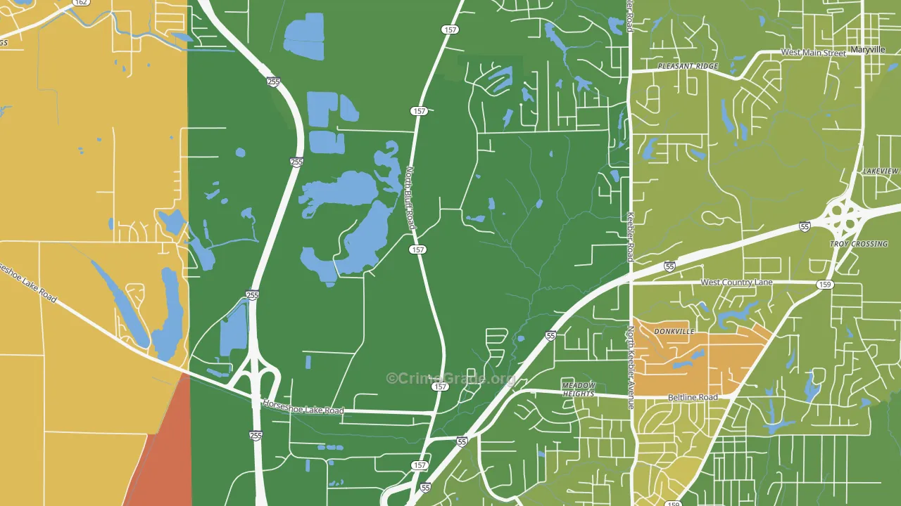 Meadow Heights, IL Map of Burglary Rates