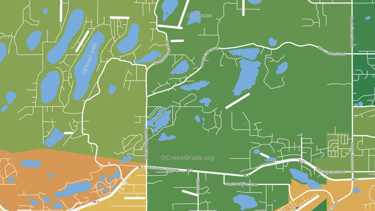 Meadow Lakes, AK Map of Burglary Rates