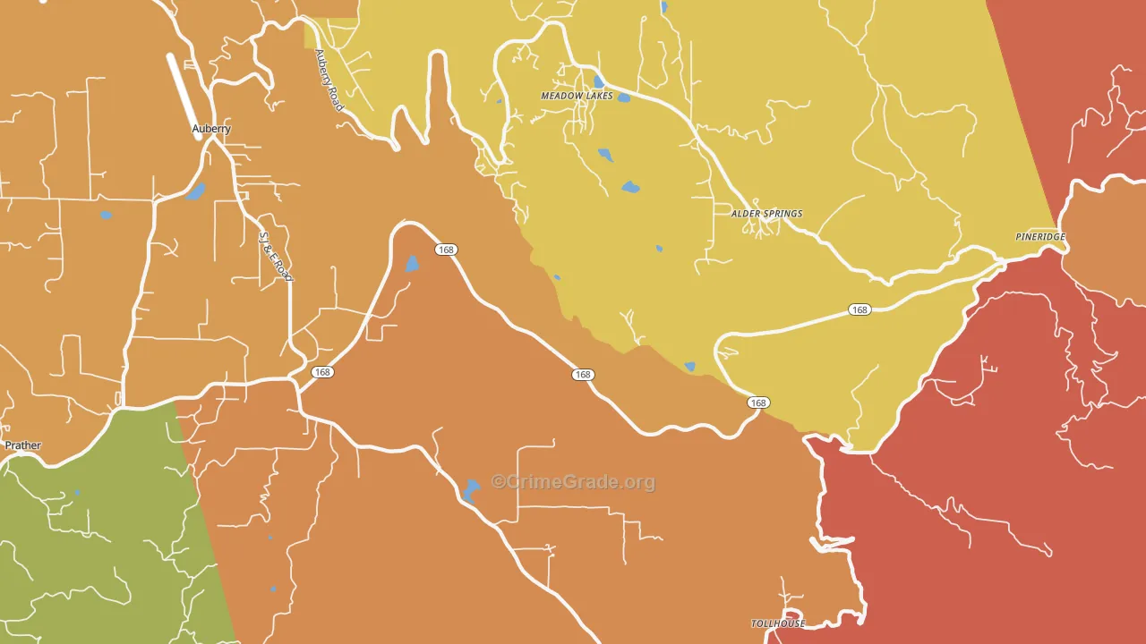 Meadow Lakes, CA Map of Burglary Rates