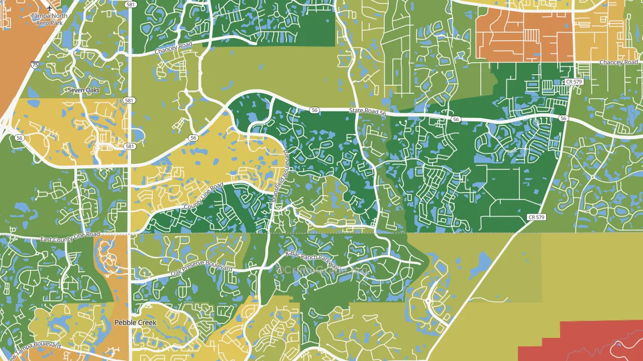 Meadow Point, Wesley Chapel, FL Map of Burglary Rates