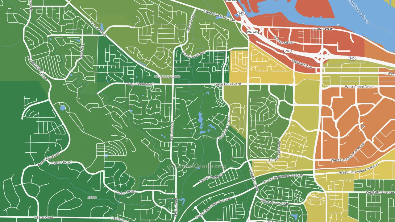 Meadow Springs, Richland, WA Map of Burglary Rates