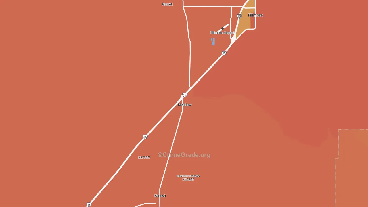 Meadow, UT Map of Burglary Rates