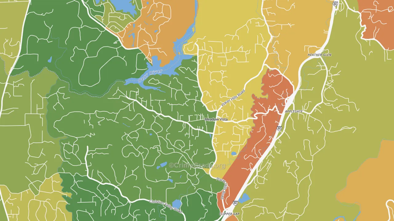Meadow Vista, CA Map of Burglary Rates
