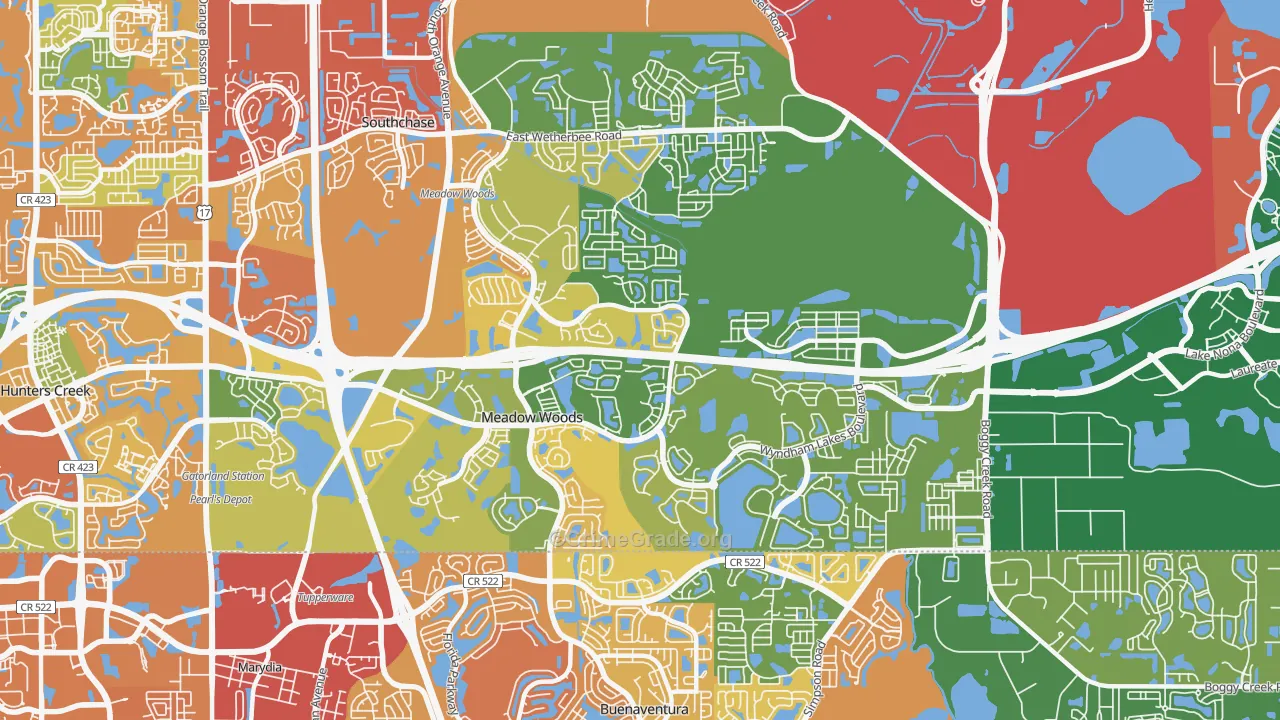 Meadow Woods, FL Map of Burglary Rates