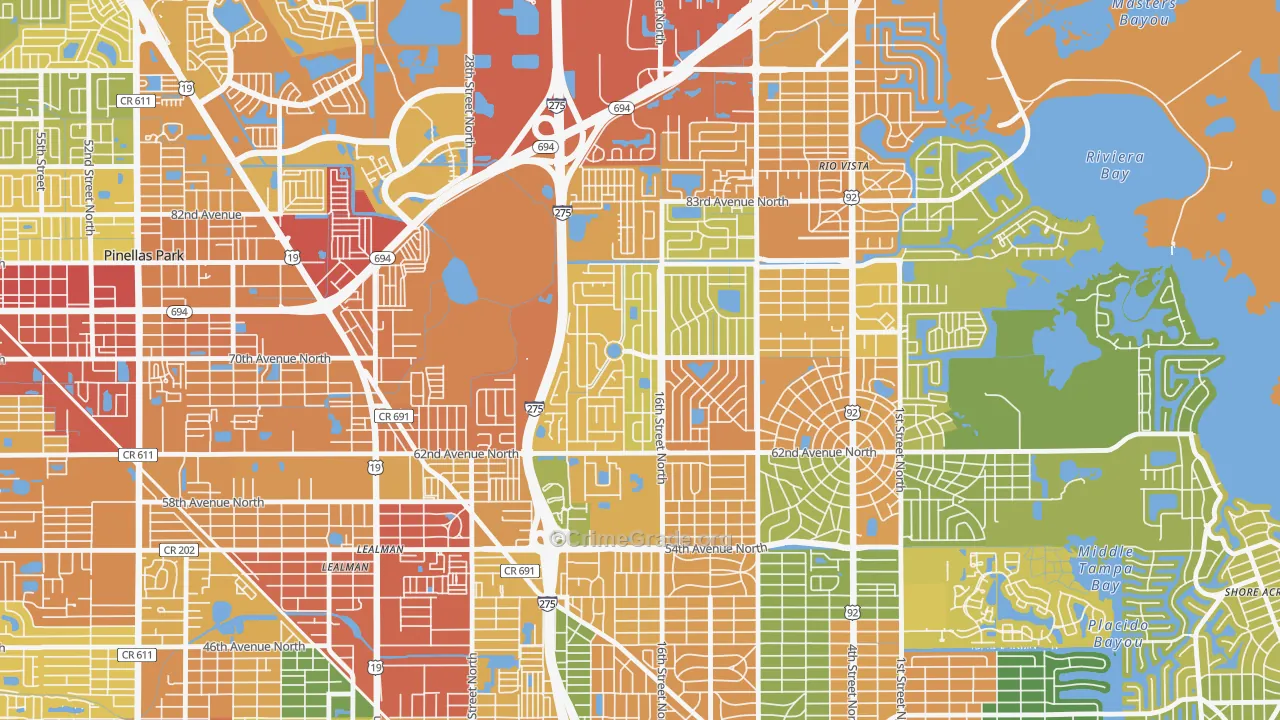 Meadowlawn, St. Petersburg, FL Map of Burglary Rates