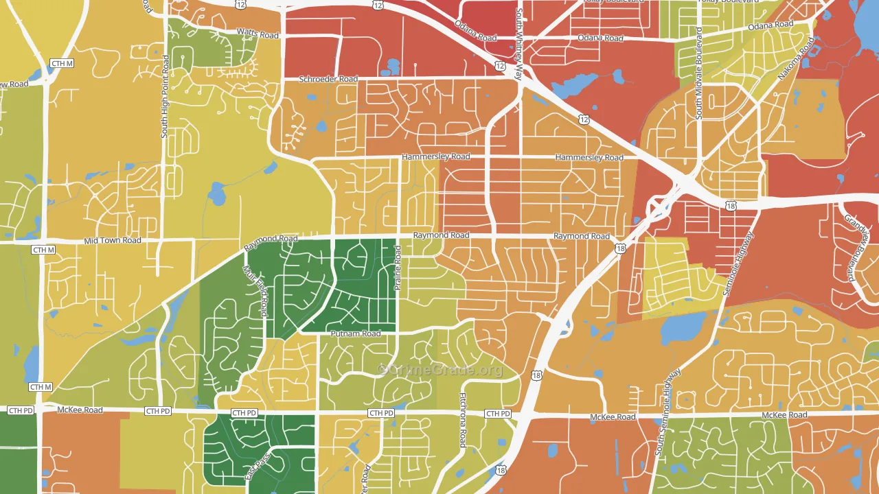 Meadowood, Madison, WI Map of Burglary Rates