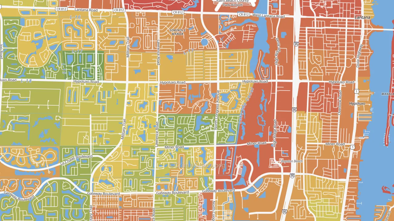 Meadows, Boynton Beach, FL Map of Burglary Rates