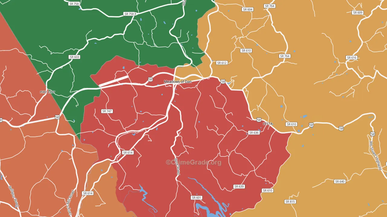 Meadows Of Dan, VA Map of Burglary Rates