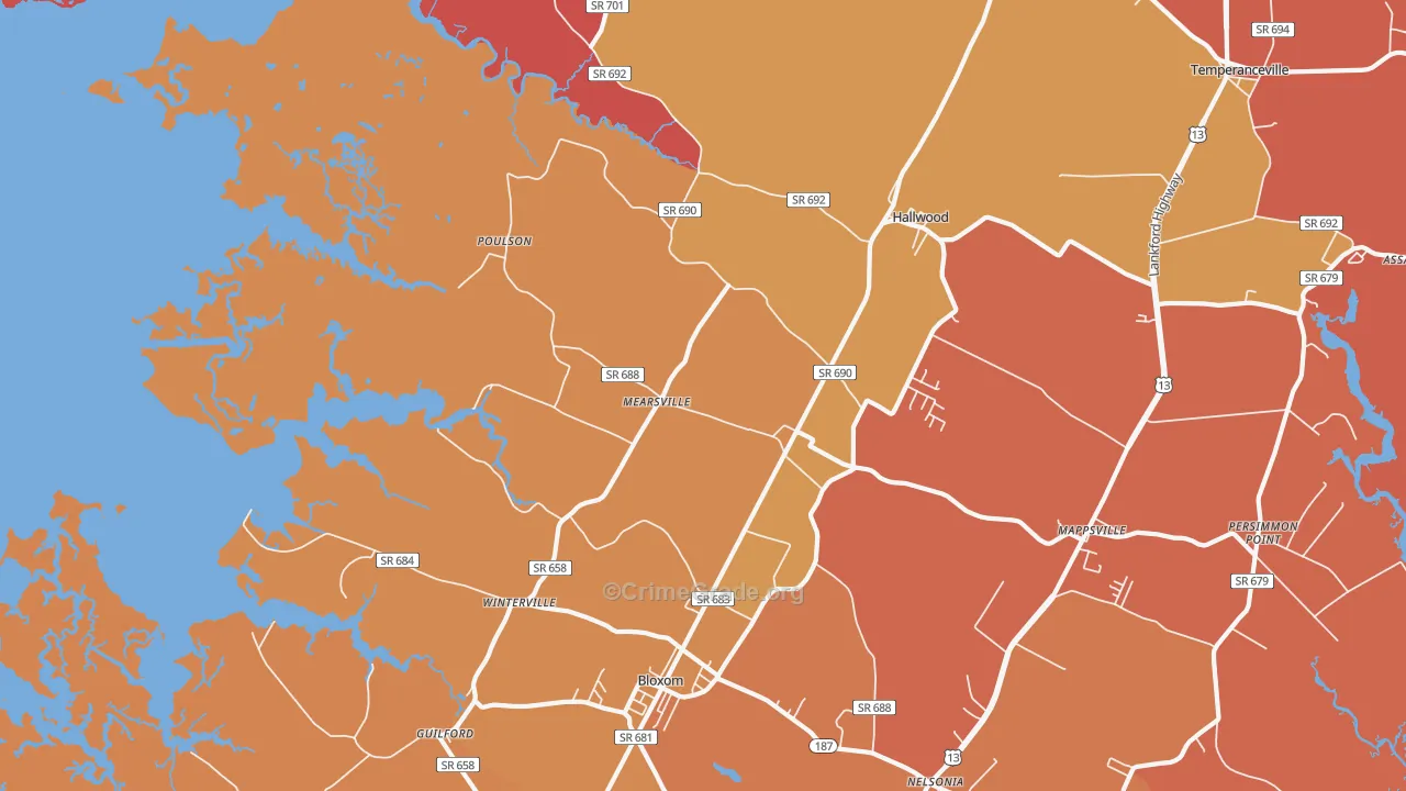 Mears, VA Map of Burglary Rates