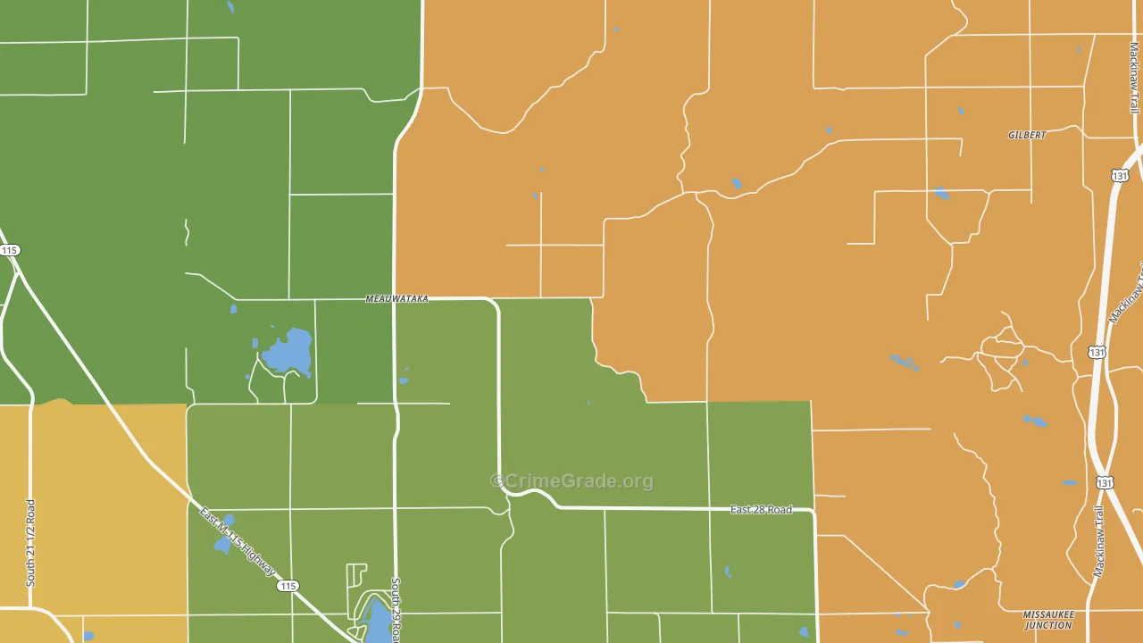 Meauwataka, MI Map of Burglary Rates