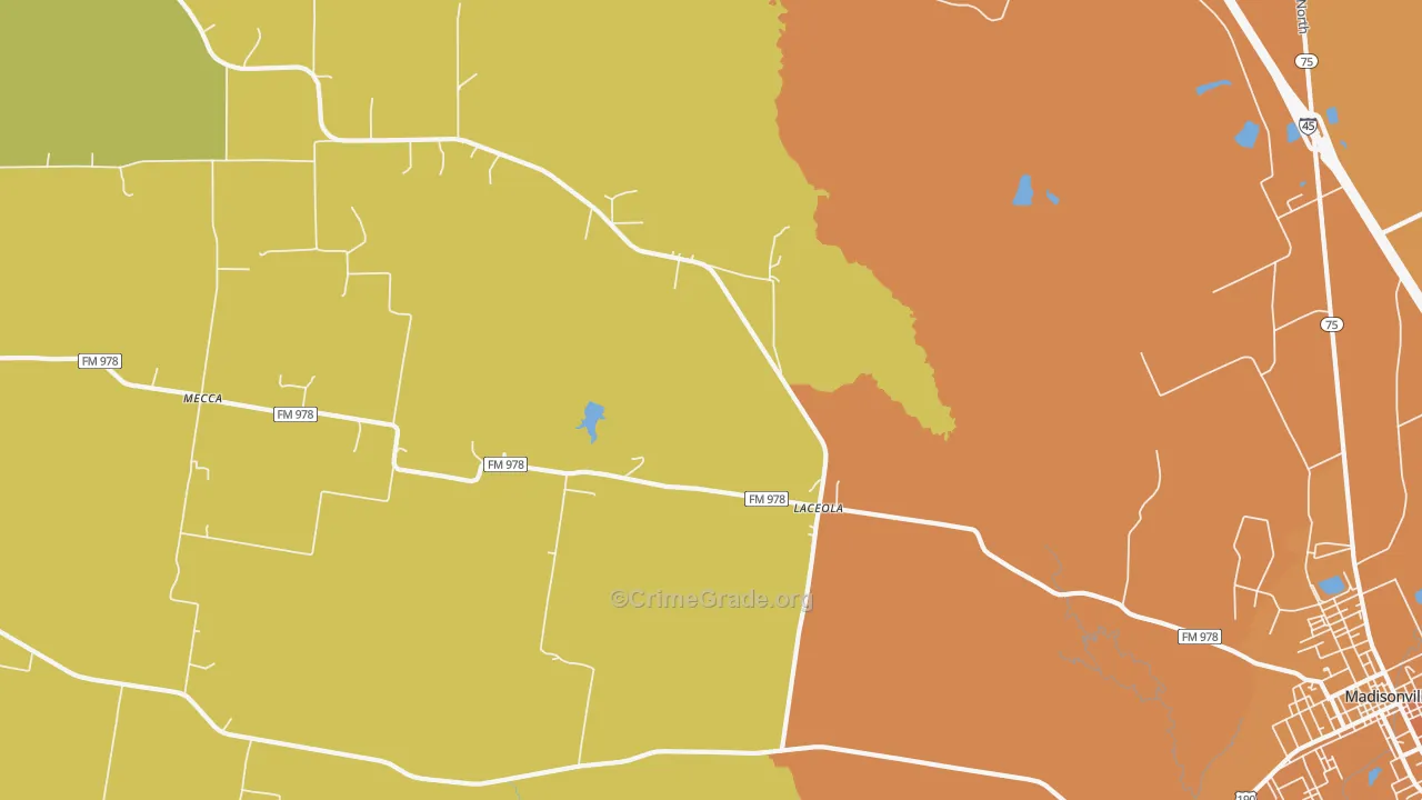 Mecca, TX Map of Burglary Rates