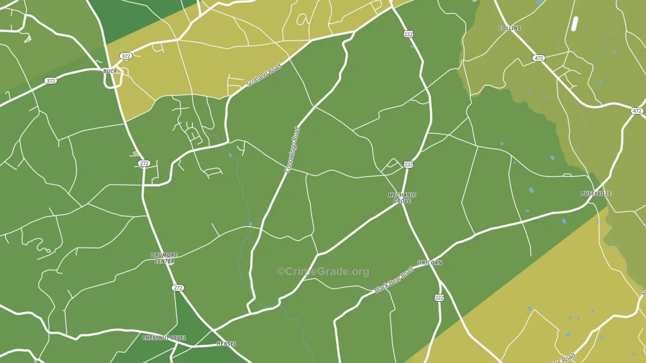 Mechanics Grove, PA Map of Burglary Rates