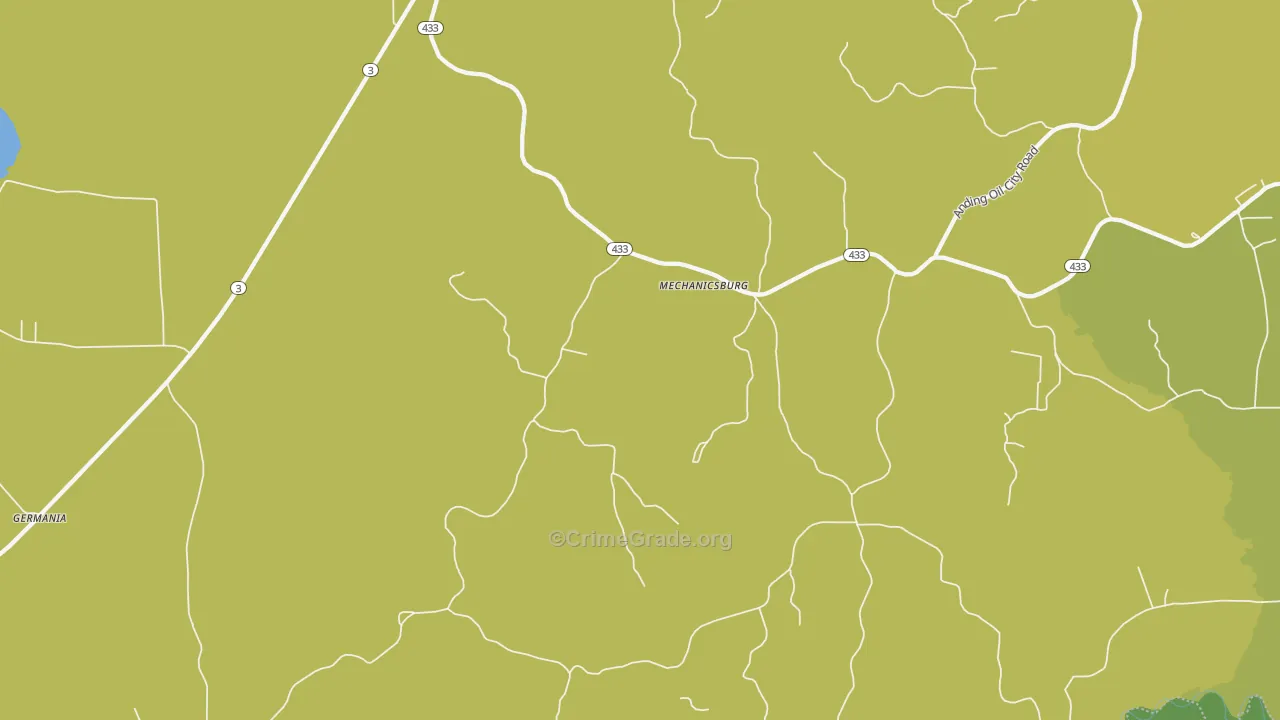 Mechanicsburg, MS Map of Burglary Rates