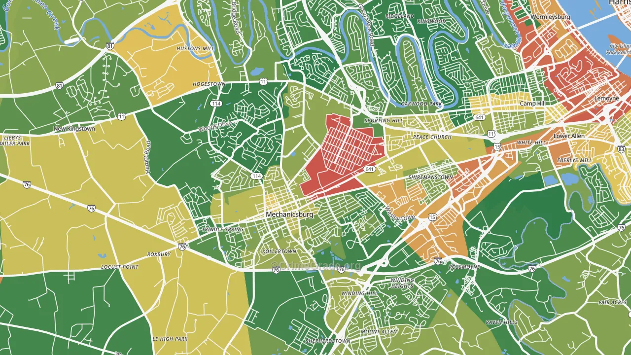 Mechanicsburg, PA Map of Burglary Rates