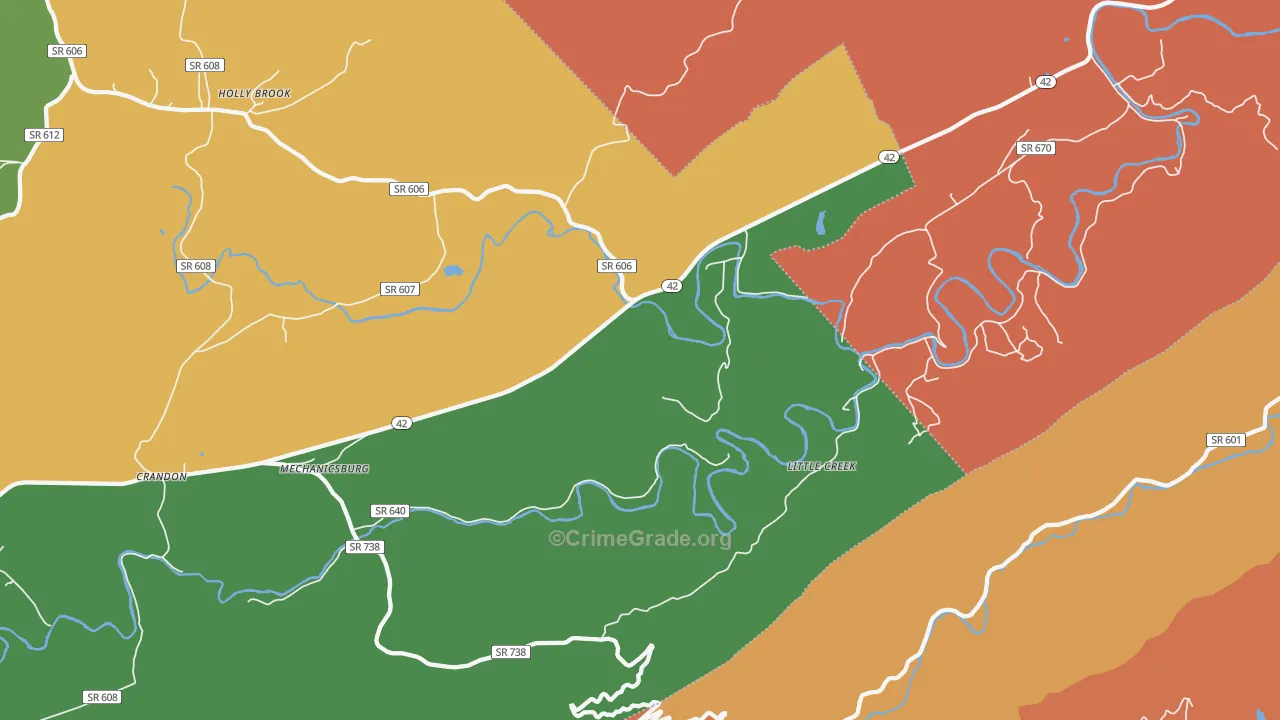 Mechanicsburg, VA Map of Burglary Rates