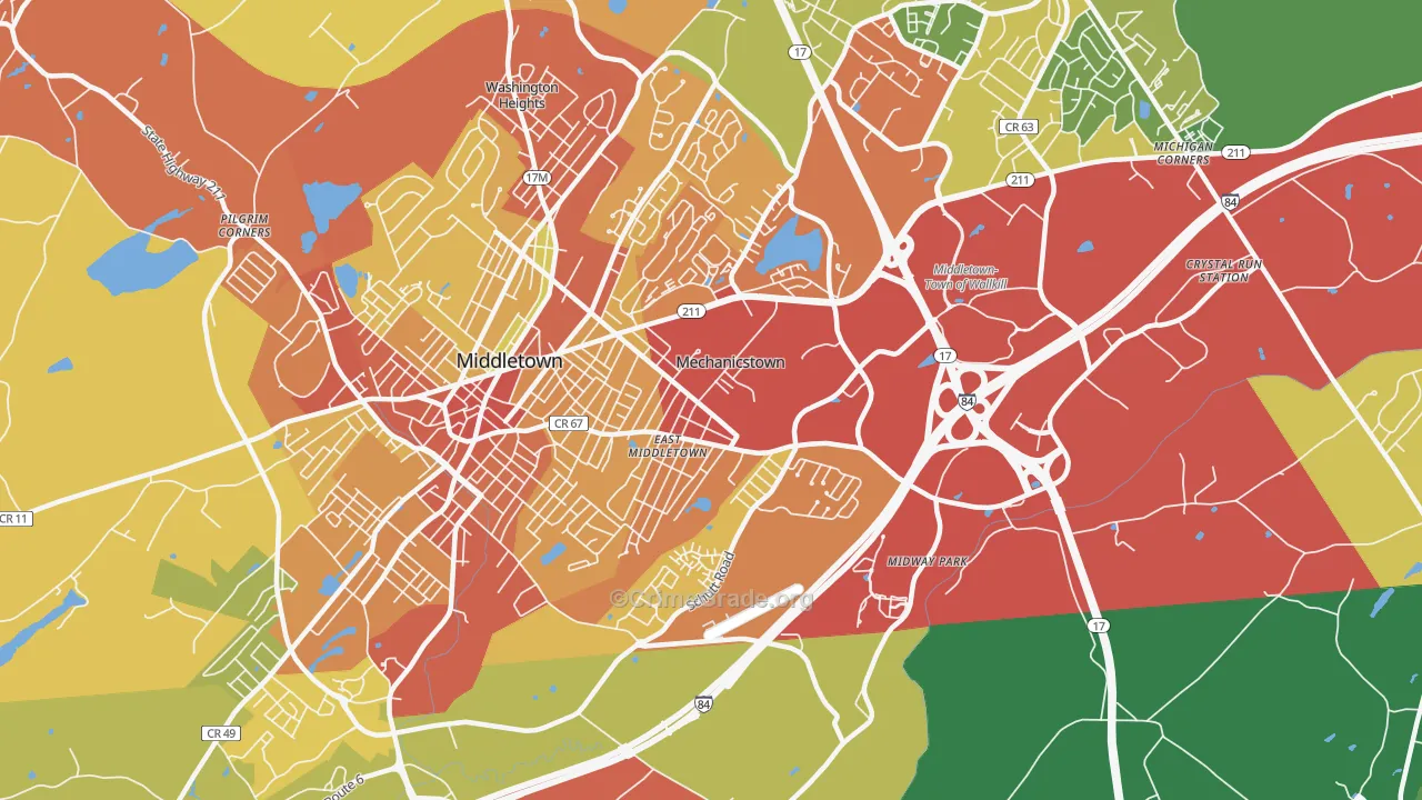 Mechanicstown, NY Map of Burglary Rates