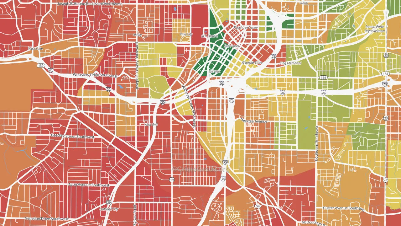 Mechanicsville, Atlanta, GA Map of Burglary Rates