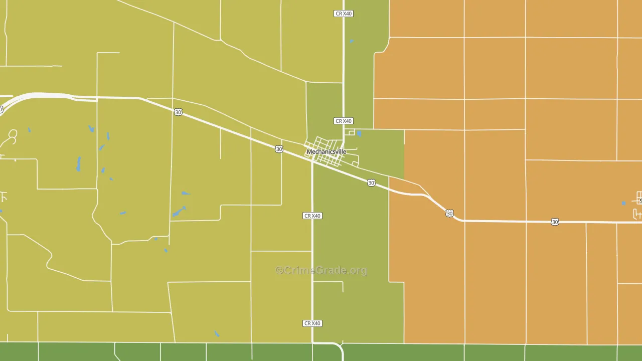 Mechanicsville, IA Map of Burglary Rates