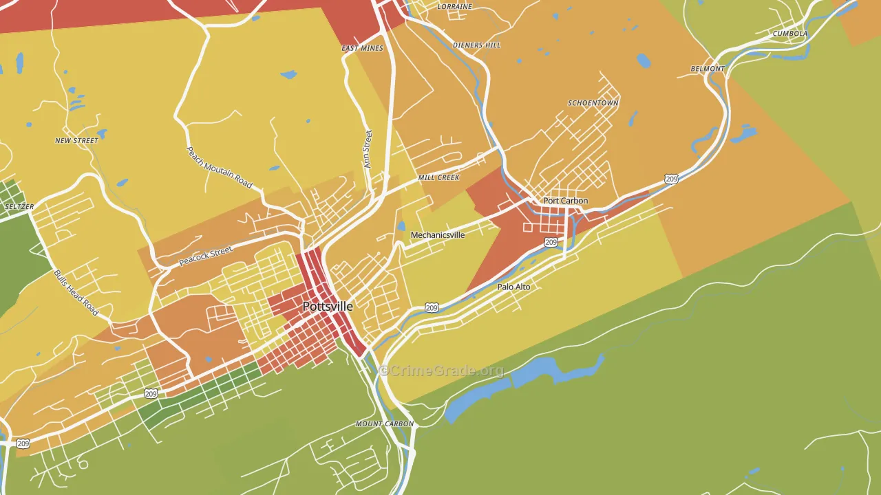 Mechanicsville, PA Map of Burglary Rates