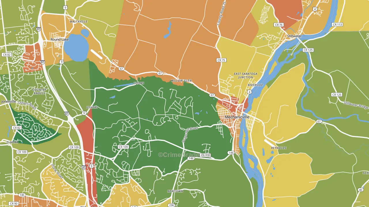 Mechanicville, NY Map of Burglary Rates