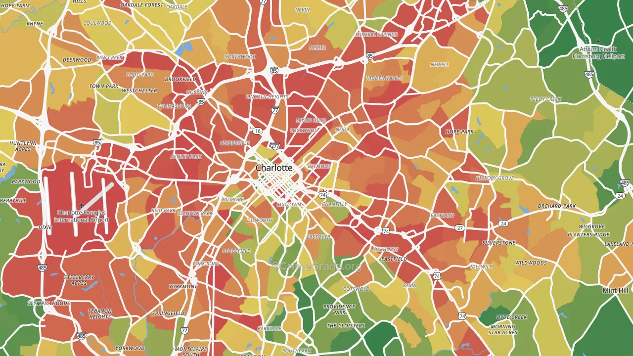 Mecklenburg County, NC Map of Burglary Rates