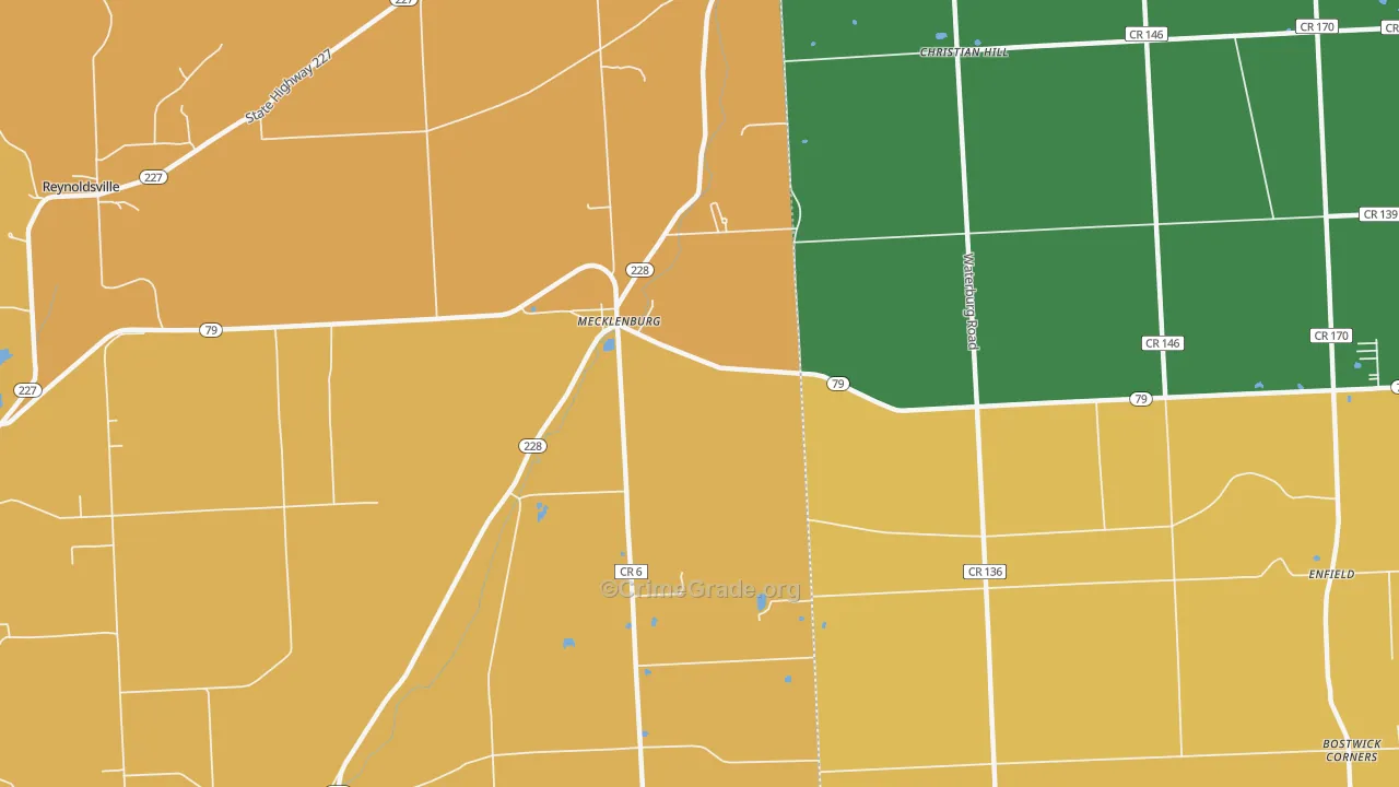 Mecklenburg, NY Map of Burglary Rates
