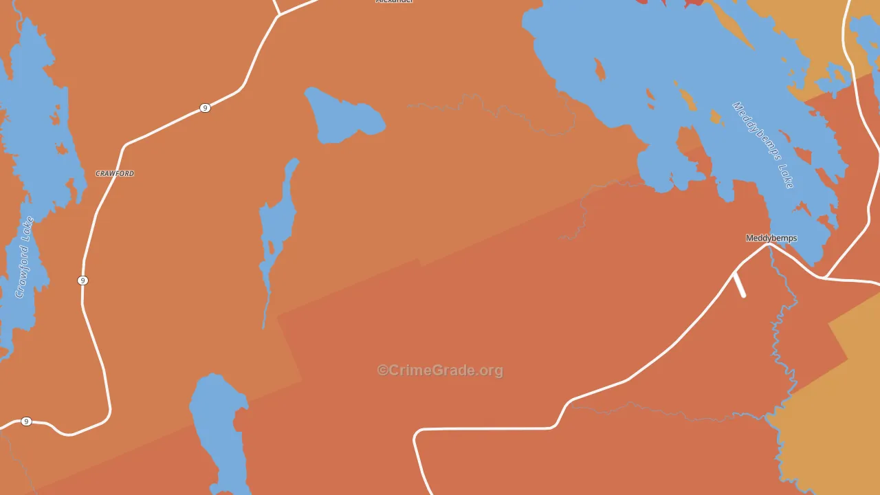 Meddybemps, ME Map of Burglary Rates