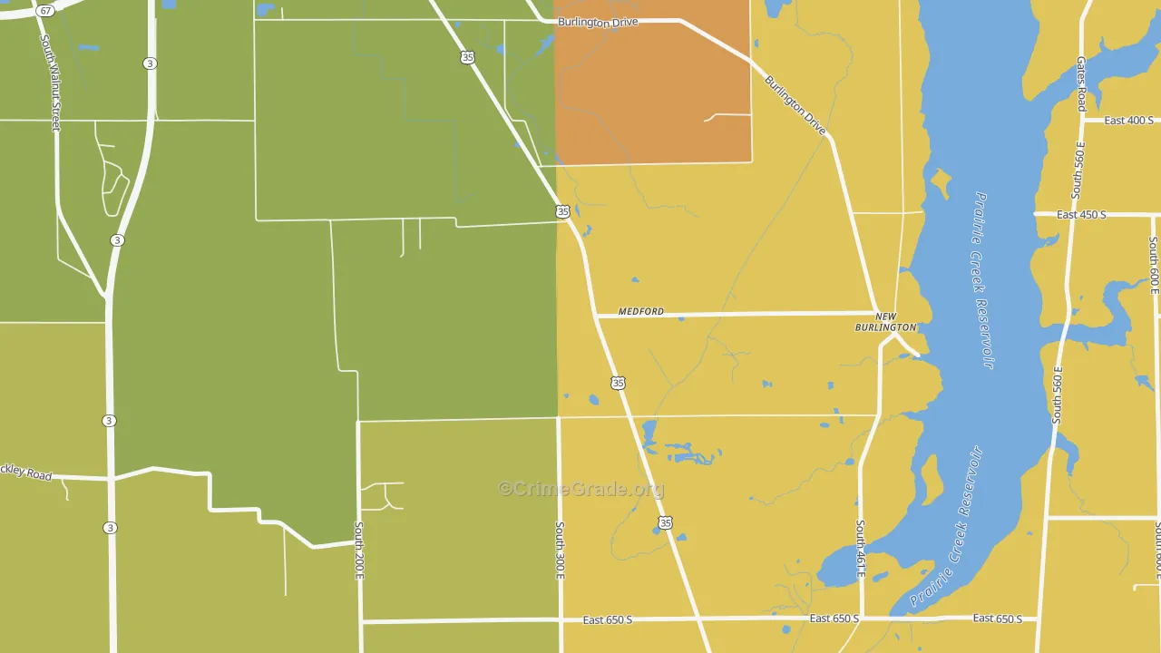 Medford, IN Map of Burglary Rates