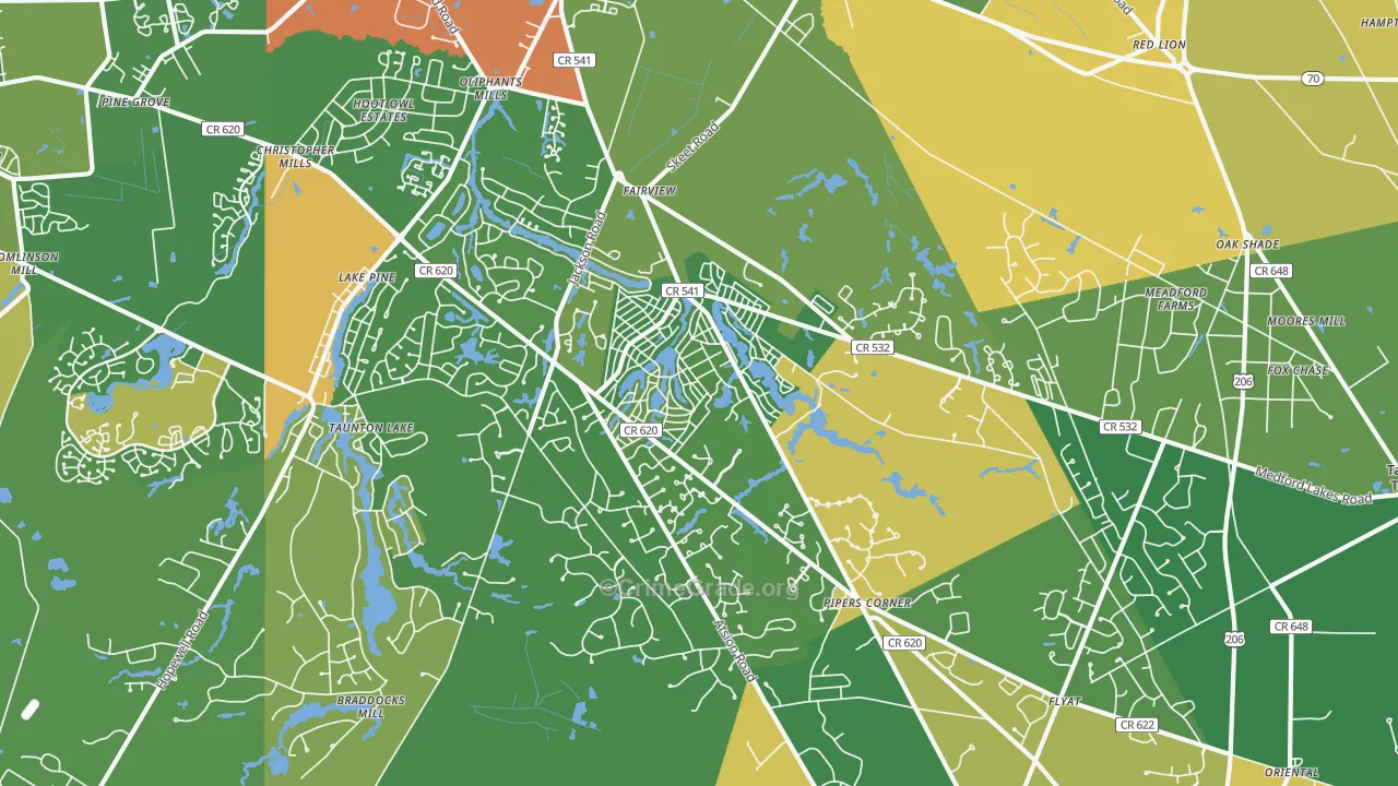 Medford Lakes, NJ Map of Burglary Rates