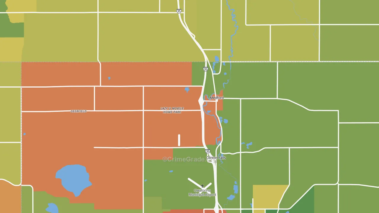 Medford, MN Map of Burglary Rates