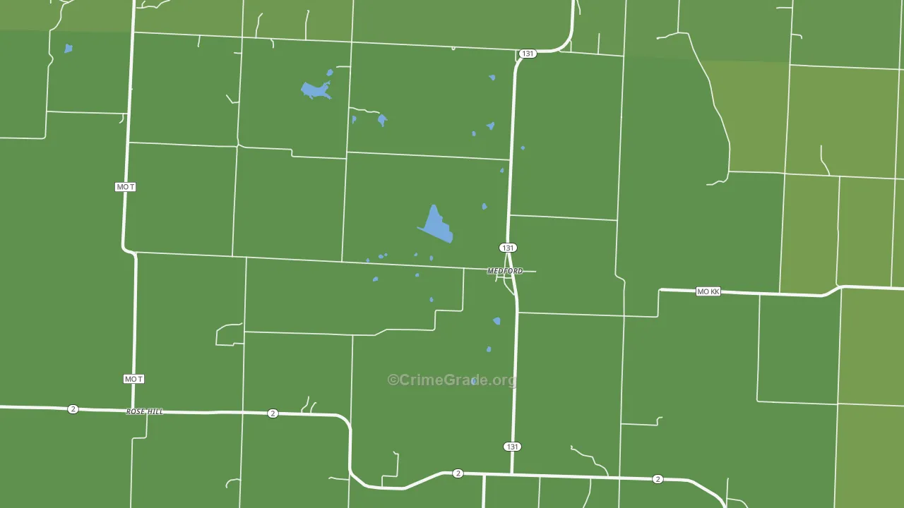 Medford, MO Map of Burglary Rates