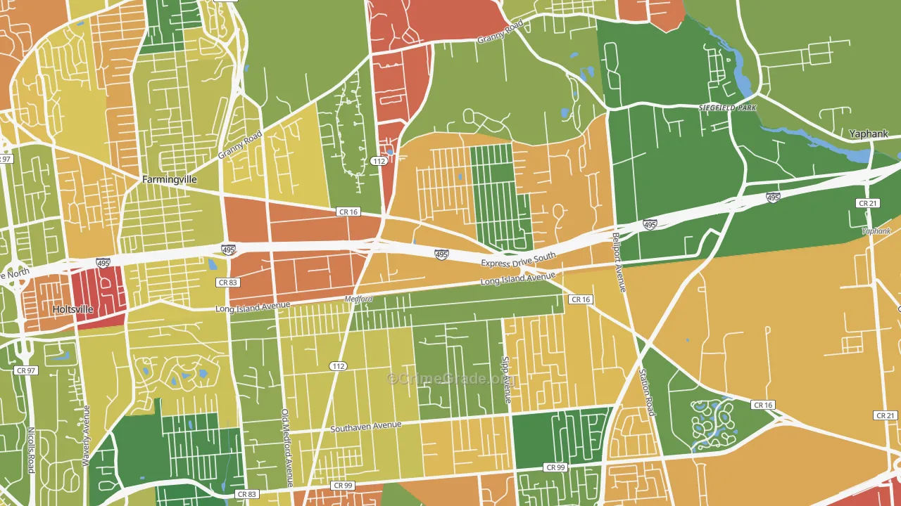 Medford, NY Map of Burglary Rates