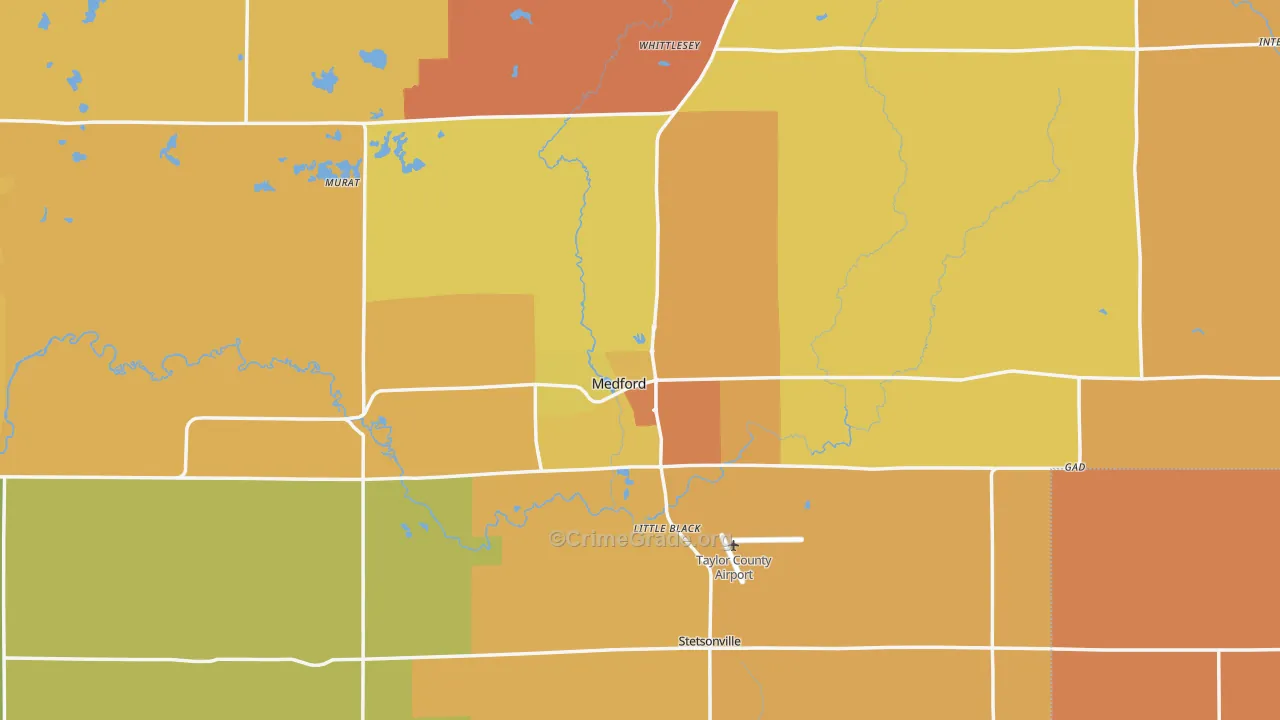 Medford, WI Map of Burglary Rates