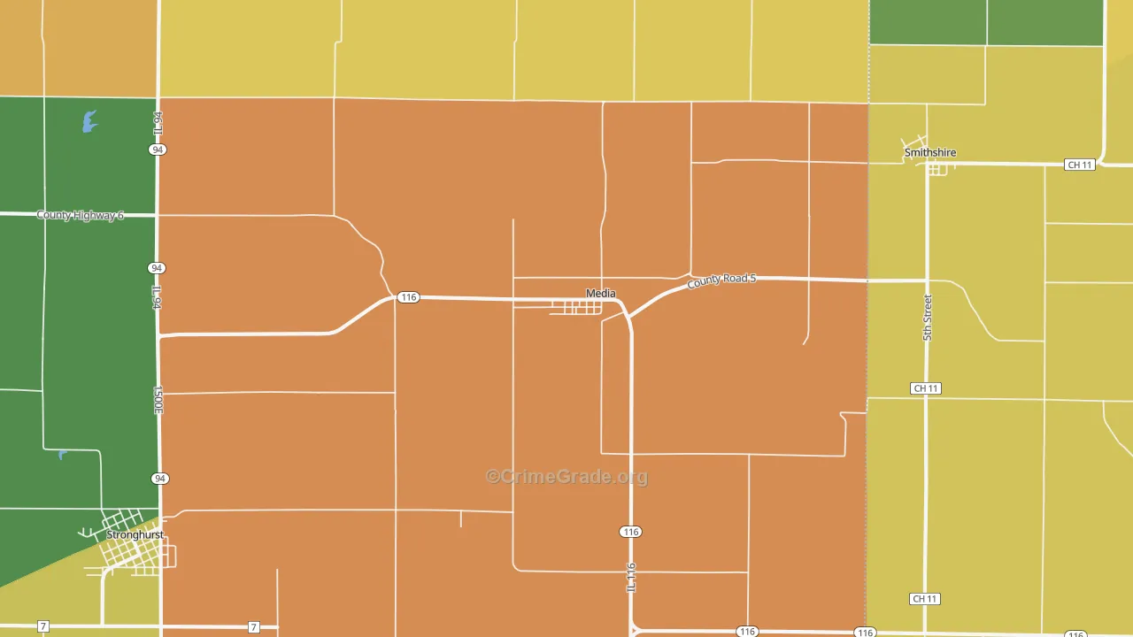 Media, IL Map of Burglary Rates