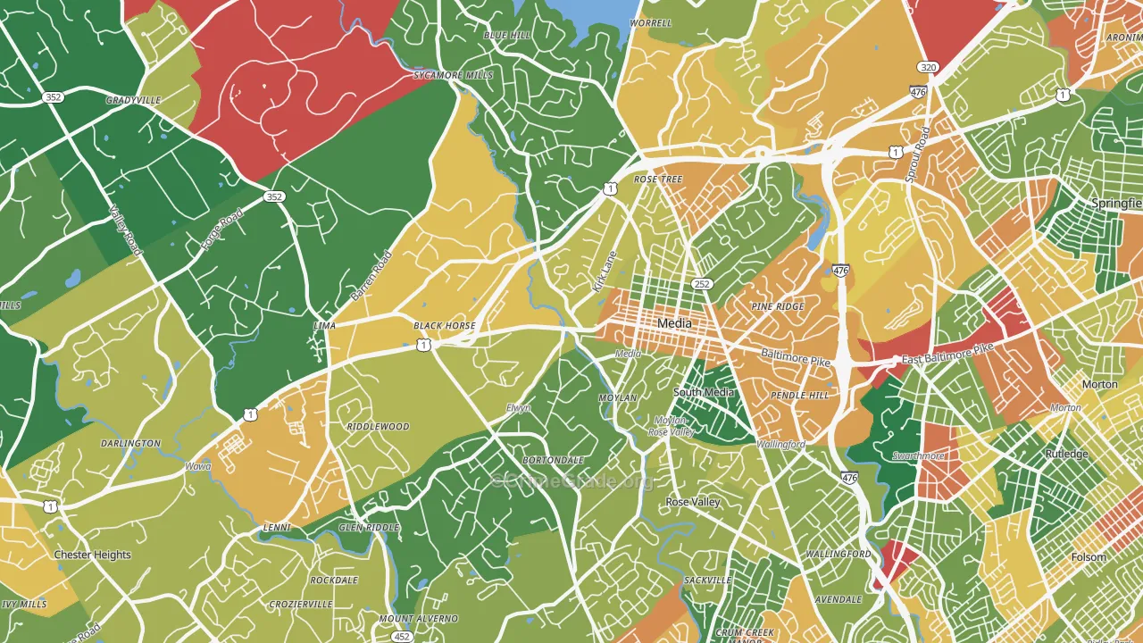 Media, PA Map of Burglary Rates