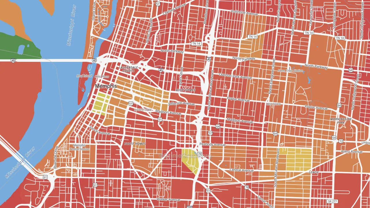 Medical District, Memphis, TN Map of Burglary Rates