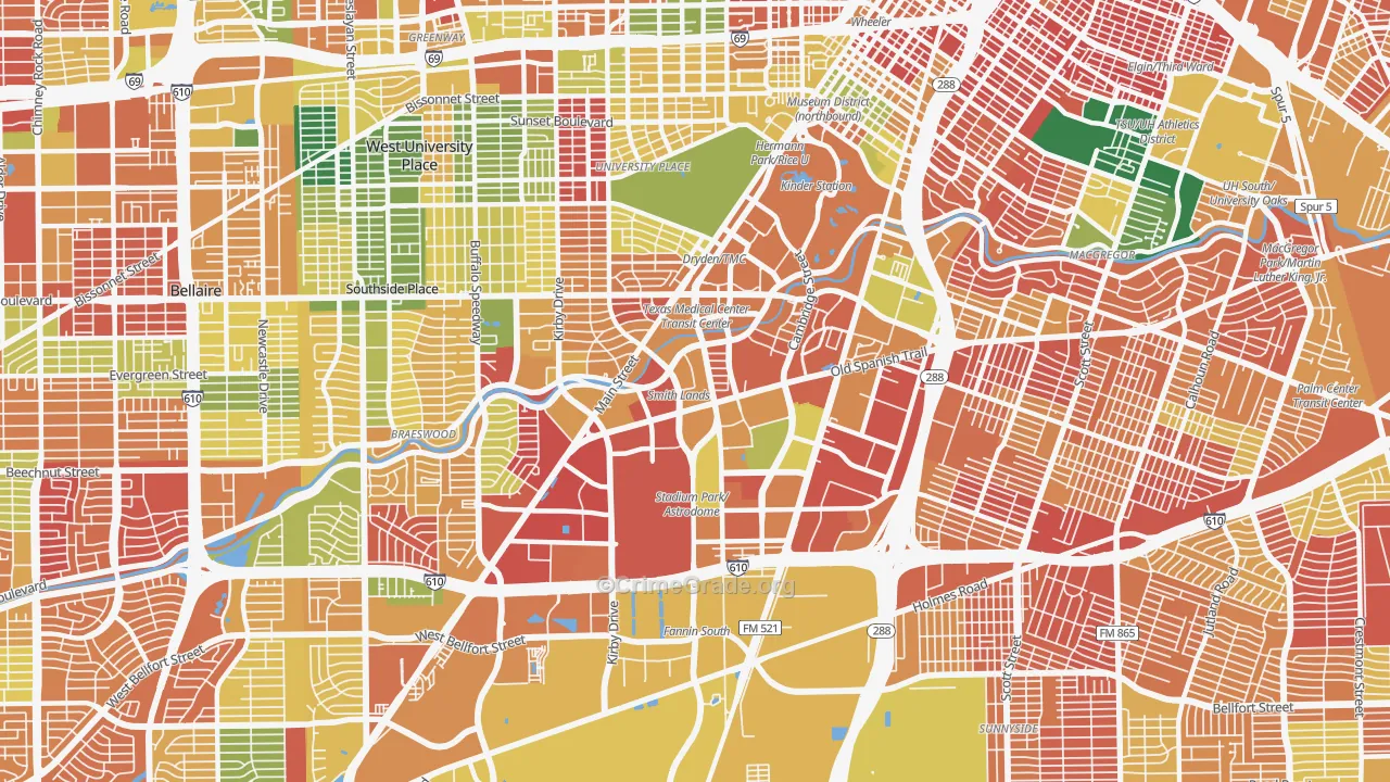 Medical, Houston, TX Map of Burglary Rates
