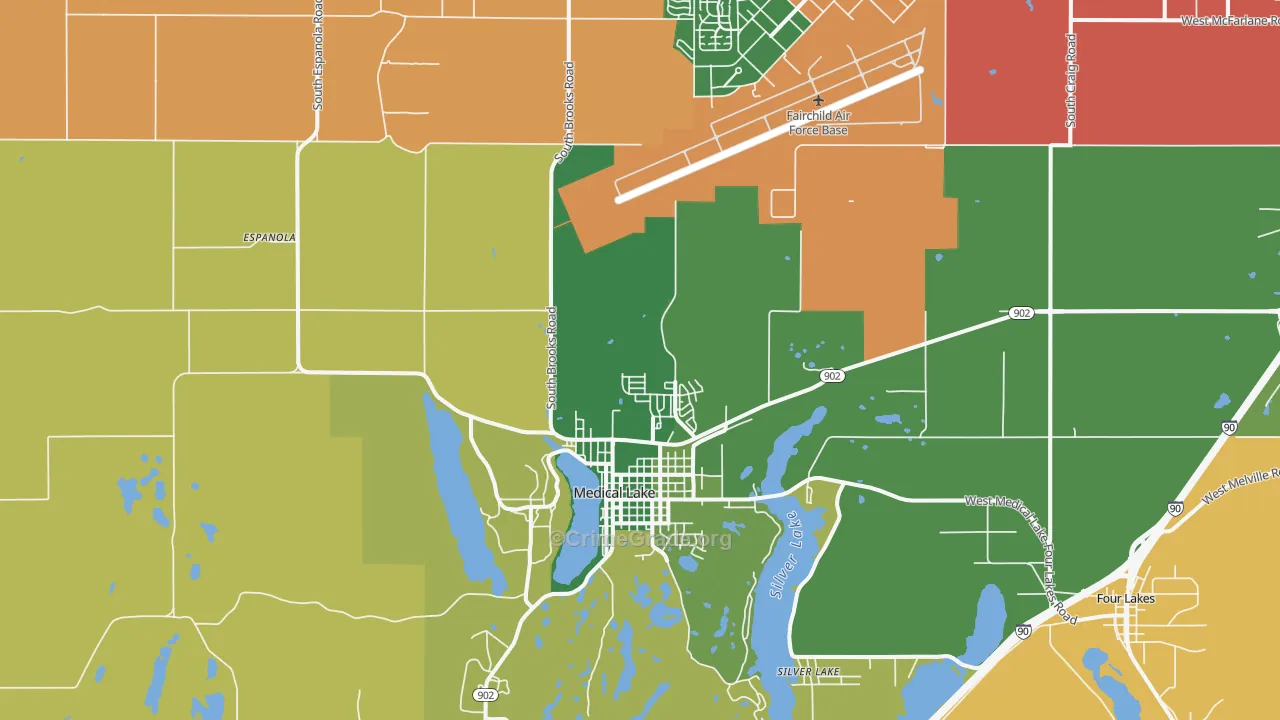 Medical Lake, WA Map of Burglary Rates