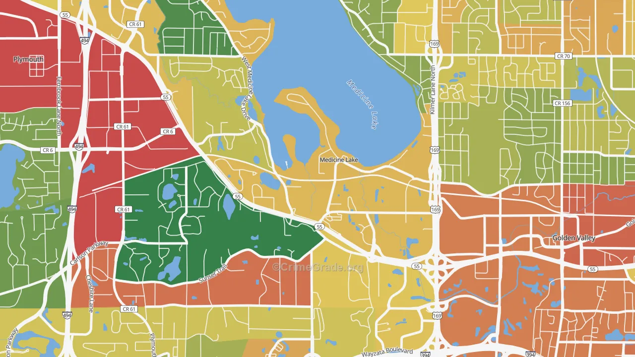 Medicine Lake, MN Map of Burglary Rates