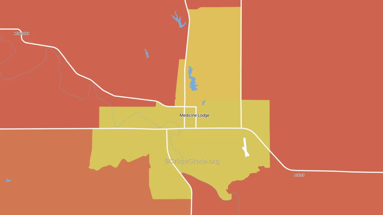 Medicine Lodge, KS Map of Burglary Rates