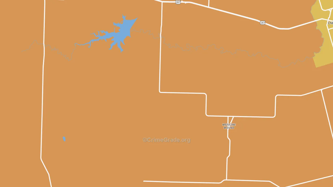 Medicine Mound, TX Map of Burglary Rates