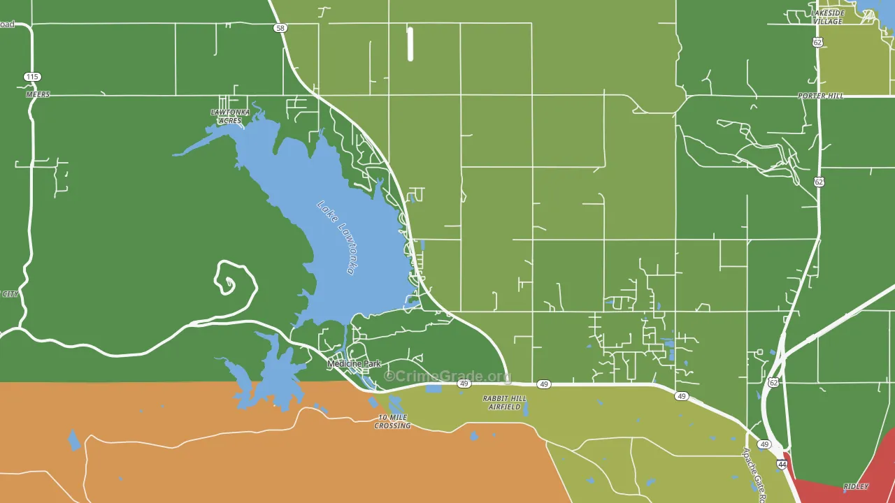Medicine Park, OK Map of Burglary Rates