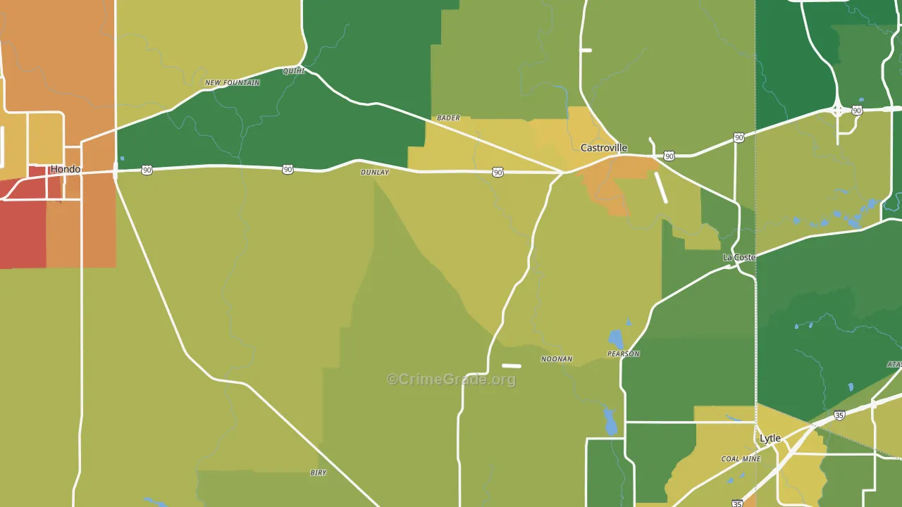 Medina County, TX Map of Burglary Rates